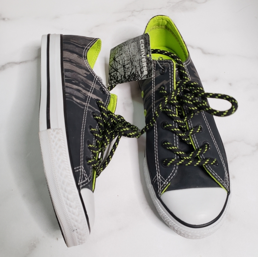 Converse Chuck Taylor Ox Flash Flood Sneakers Low Top Black Grey Green Sz 5